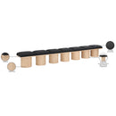  Color_Black/ Natural Finish -- Meridian Pavilion Boucle Fabric Upholstered 7 pc Modular Bench IMAGE 8