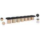  Color_Black/ Natural Finish -- Meridian Pavilion Boucle Fabric Upholstered 7 pc Modular Bench IMAGE 7