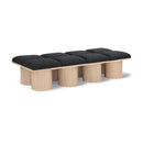  Color_Black/ Natural Finish -- Meridian Pavilion Boucle Fabric Upholstered 8 pc Modular Bench IMAGE 1