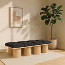  Color_Black/ Natural Finish -- Meridian Pavilion Boucle Fabric Upholstered 8 pc Modular Bench IMAGE 2