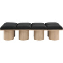  Color_Black/ Natural Finish -- Meridian Pavilion Boucle Fabric Upholstered 8 pc Modular Bench IMAGE 3