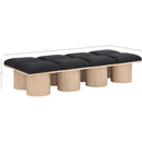  Color_Black/ Natural Finish -- Meridian Pavilion Boucle Fabric Upholstered 8 pc Modular Bench IMAGE 6