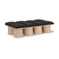  Color_Black/ Natural Finish -- Meridian Pavilion Boucle Fabric Upholstered 8 pc Modular Bench IMAGE 1