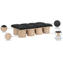  Color_Black/ Natural Finish -- Meridian Pavilion Boucle Fabric Upholstered 8 pc Modular Bench IMAGE 8