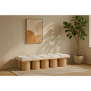  Color_Cream/ Natural Finish -- Pavilion Cream Boucle Fabric Upholstered 10 pc Modular Bench IMAGE 2