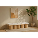 Meridian Pavilion Cream Boucle Fabric Bench IMAGE 2