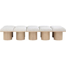  Color_Cream/ Natural Finish -- Pavilion Cream Boucle Fabric Upholstered 10 pc Modular Bench IMAGE 3