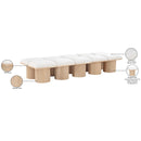 Meridian Pavilion Cream Boucle Fabric Bench IMAGE 7