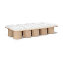  Color_Cream/ Natural Finish -- Pavilion Cream Boucle Fabric Upholstered 10 pc Modular Bench IMAGE 1