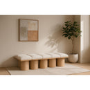  Color_Cream/ Natural Finish -- Pavilion Cream Boucle Fabric Upholstered 10 pc Modular Bench IMAGE 2