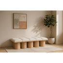 Meridian Pavilion Cream Boucle Fabric Bench IMAGE 2
