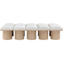  Color_Cream/ Natural Finish -- Pavilion Cream Boucle Fabric Upholstered 10 pc Modular Bench IMAGE 3