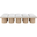 Meridian Pavilion Cream Boucle Fabric Bench IMAGE 3