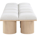  Color_Cream/ Natural Finish -- Pavilion Cream Boucle Fabric Upholstered 10 pc Modular Bench IMAGE 4