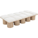  Color_Cream/ Natural Finish -- Pavilion Cream Boucle Fabric Upholstered 10 pc Modular Bench IMAGE 5