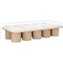  Color_Cream/ Natural Finish -- Pavilion Cream Boucle Fabric Upholstered 10 pc Modular Bench IMAGE 7