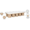  Color_Cream/ Natural Finish -- Pavilion Cream Boucle Fabric Upholstered 10 pc Modular Bench IMAGE 8