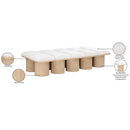 Meridian Pavilion Cream Boucle Fabric Bench IMAGE 8