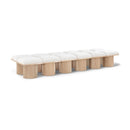 Meridian Pavilion Cream Boucle Fabric Bench IMAGE 1