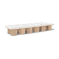  Color_Cream/ Natural Finish -- Pavilion Cream Boucle Fabric Upholstered 12 pc Modular Bench IMAGE 1