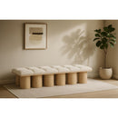  Color_Cream/ Natural Finish -- Pavilion Cream Boucle Fabric Upholstered 12 pc Modular Bench IMAGE 2