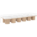 Color_Cream/ Natural Finish -- Pavilion Cream Boucle Fabric Upholstered 12 pc Modular Bench IMAGE 6