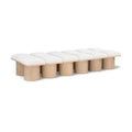  Color_Cream/ Natural Finish -- Pavilion Cream Boucle Fabric Upholstered 12 pc Modular Bench IMAGE 1
