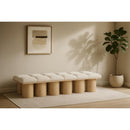 Meridian Pavilion Cream Boucle Fabric Bench IMAGE 2