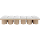 Color_Cream/ Natural Finish -- Pavilion Cream Boucle Fabric Upholstered 12 pc Modular Bench IMAGE 3