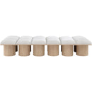 Meridian Pavilion Cream Boucle Fabric Bench IMAGE 3