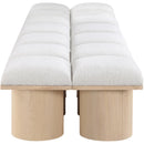  Color_Cream/ Natural Finish -- Pavilion Cream Boucle Fabric Upholstered 12 pc Modular Bench IMAGE 4