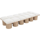 Color_Cream/ Natural Finish -- Pavilion Cream Boucle Fabric Upholstered 12 pc Modular Bench IMAGE 5