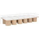  Color_Cream/ Natural Finish -- Pavilion Cream Boucle Fabric Upholstered 12 pc Modular Bench IMAGE 7