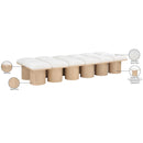  Color_Cream/ Natural Finish -- Pavilion Cream Boucle Fabric Upholstered 12 pc Modular Bench IMAGE 8