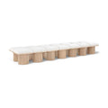  Color_Cream/ Natural Finish -- Pavilion Cream Boucle Fabric Upholstered 14 pc Modular Bench IMAGE 1