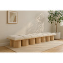  Color_Cream/ Natural Finish -- Pavilion Cream Boucle Fabric Upholstered 14 pc Modular Bench IMAGE 2