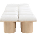  Color_Cream/ Natural Finish -- Pavilion Cream Boucle Fabric Upholstered 14 pc Modular Bench IMAGE 4