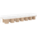  Color_Cream/ Natural Finish -- Pavilion Cream Boucle Fabric Upholstered 14 pc Modular Bench IMAGE 6