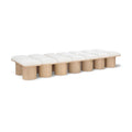  Color_Cream/ Natural Finish -- Pavilion Cream Boucle Fabric Upholstered 14 pc Modular Bench IMAGE 1