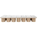  Color_Cream/ Natural Finish -- Pavilion Cream Boucle Fabric Upholstered 14 pc Modular Bench IMAGE 3