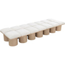  Color_Cream/ Natural Finish -- Pavilion Cream Boucle Fabric Upholstered 14 pc Modular Bench IMAGE 5