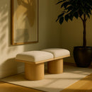  Color_Cream/ Natural Finish -- Pavilion Cream Boucle Fabric Upholstered 2 pc Modular Bench IMAGE 2