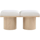  Color_Cream/ Natural Finish -- Pavilion Cream Boucle Fabric Upholstered 2 pc Modular Bench IMAGE 3