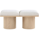 Meridian Pavilion Cream Boucle Fabric Bench IMAGE 3