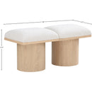  Color_Cream/ Natural Finish -- Pavilion Cream Boucle Fabric Upholstered 2 pc Modular Bench IMAGE 7