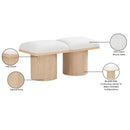  Color_Cream/ Natural Finish -- Pavilion Cream Boucle Fabric Upholstered 2 pc Modular Bench IMAGE 8
