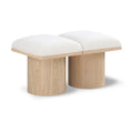  Color_Cream/ Natural Finish -- Pavilion Cream Boucle Fabric Upholstered 2 pc Modular Bench IMAGE 1