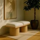 Meridian Pavilion Cream Boucle Fabric Bench IMAGE 2