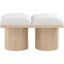  Color_Cream/ Natural Finish -- Pavilion Cream Boucle Fabric Upholstered 2 pc Modular Bench IMAGE 3