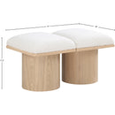  Color_Cream/ Natural Finish -- Pavilion Cream Boucle Fabric Upholstered 2 pc Modular Bench IMAGE 6